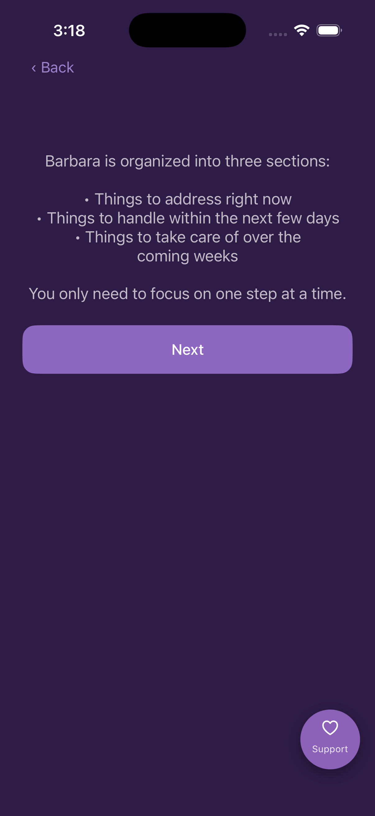 Barbara app screen